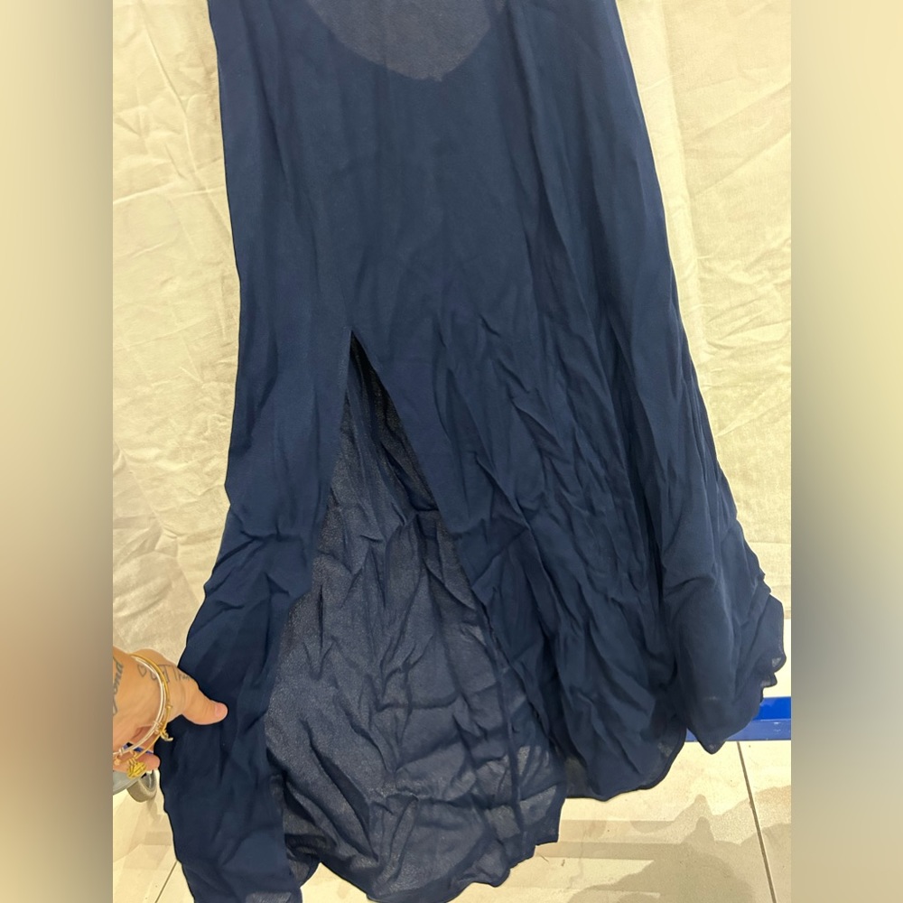 Reformation Navy Blue Flowing Short-Sleeve Dress - Picture 7 of 10